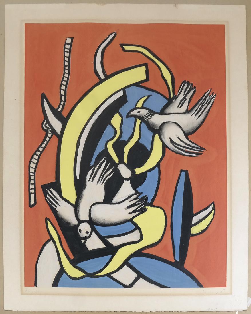 Fernand Leger Composition Aux Dominos Lithograph