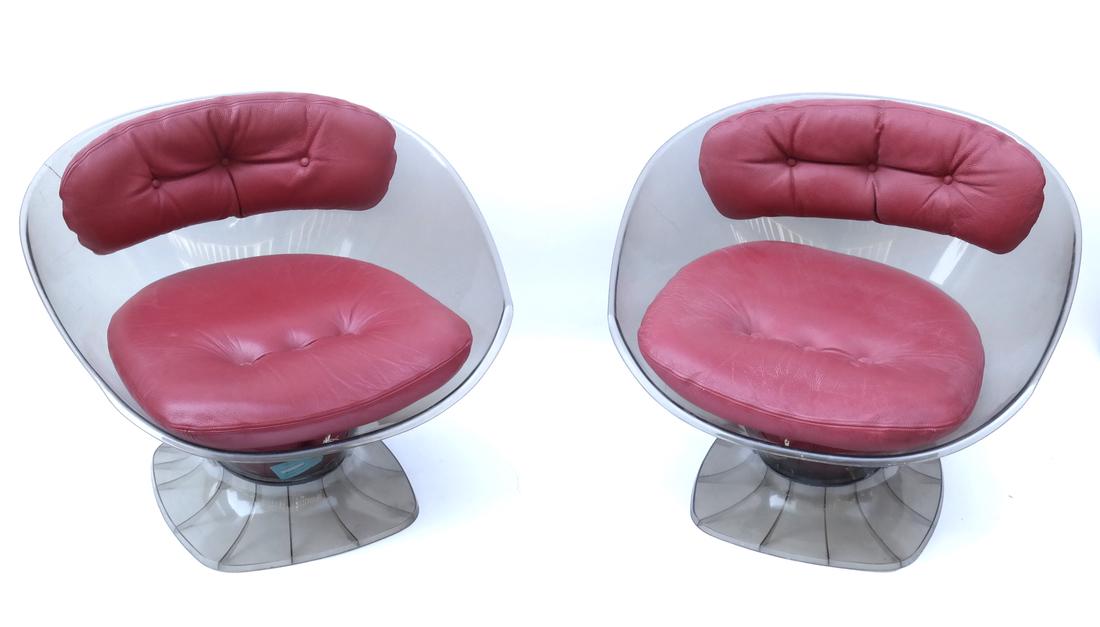 Pair of Smoked Plexiglass Lounge Chairs by Raphael (1 of 7)