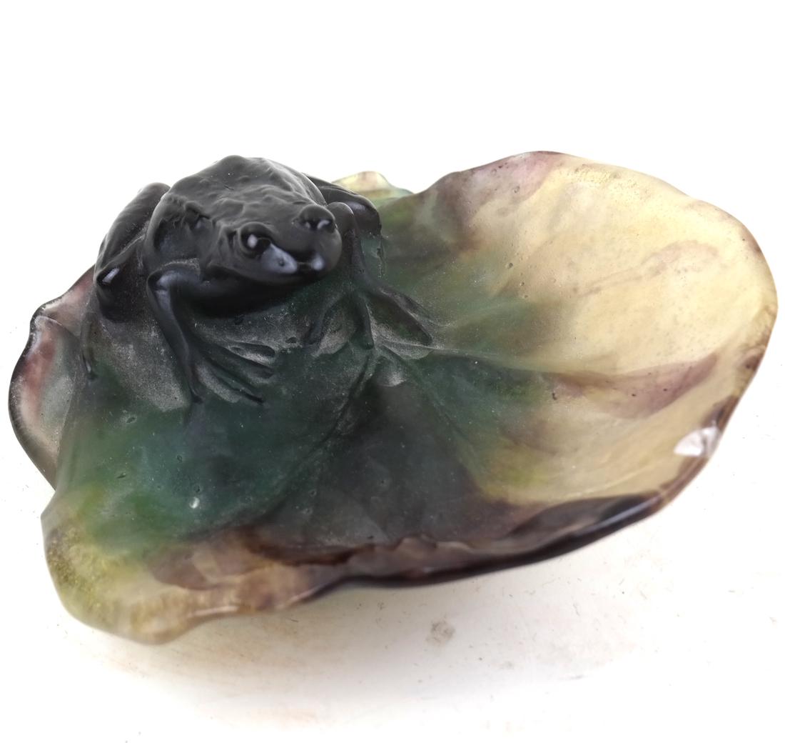 Daum France - Pate de Verre Frog & Lily Pad Ring Dish (1 of 5)
