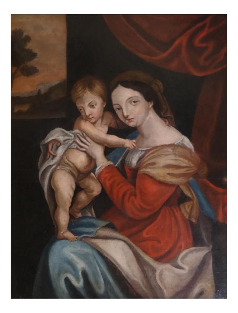Italian School, Mother and Child - Oil on Canvas (1 of 6)