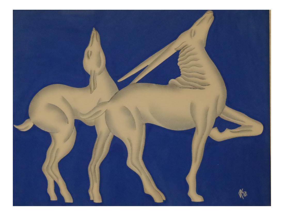 Gustav Kaitz "Gazelle's" Gallery: Gustav Kaitz "Gazelle's" Gallery. Dimensions: Art: 21" H x 16" W; Frame: 23.5" H x 28" W; 