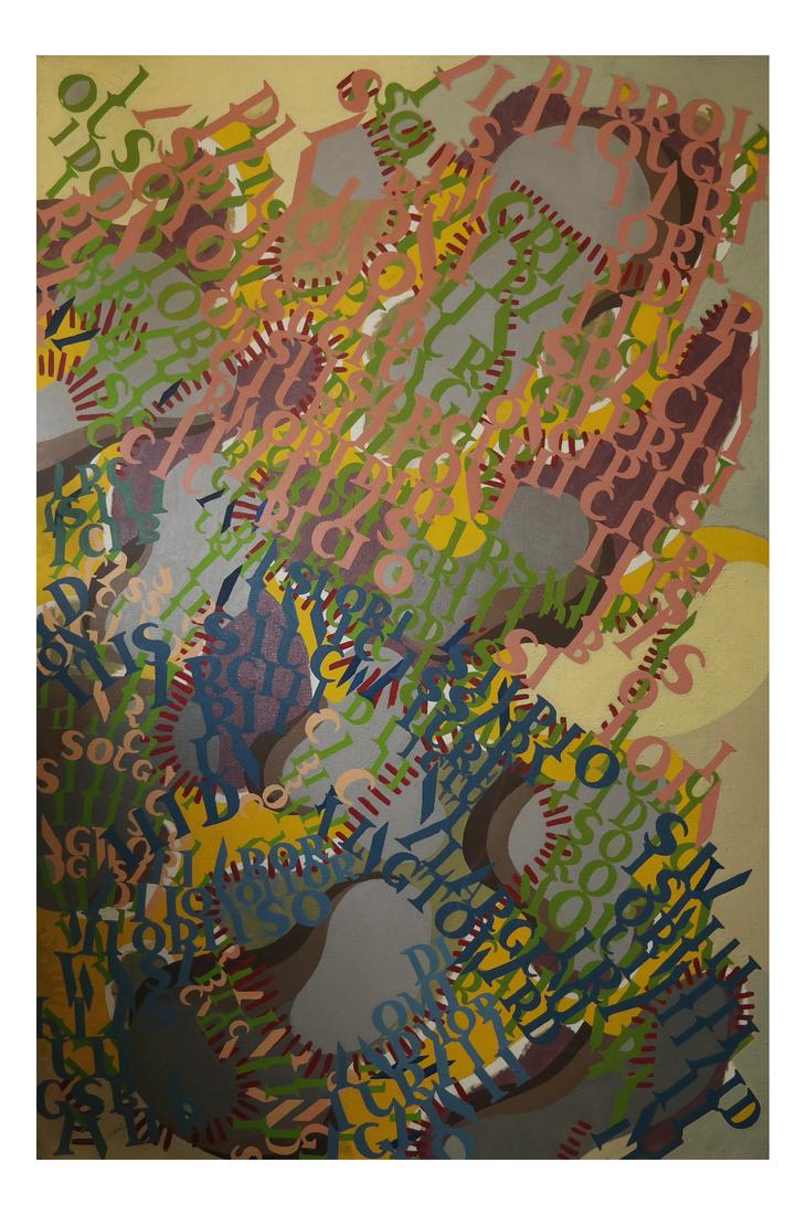 Attr. Boyce Benge, Typographic Abstract - Oil on Canvas (1 of 6)