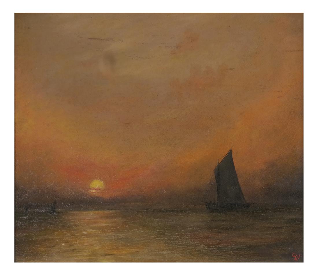 Sunrise at Sea, Oil on Carton (1 of 5)