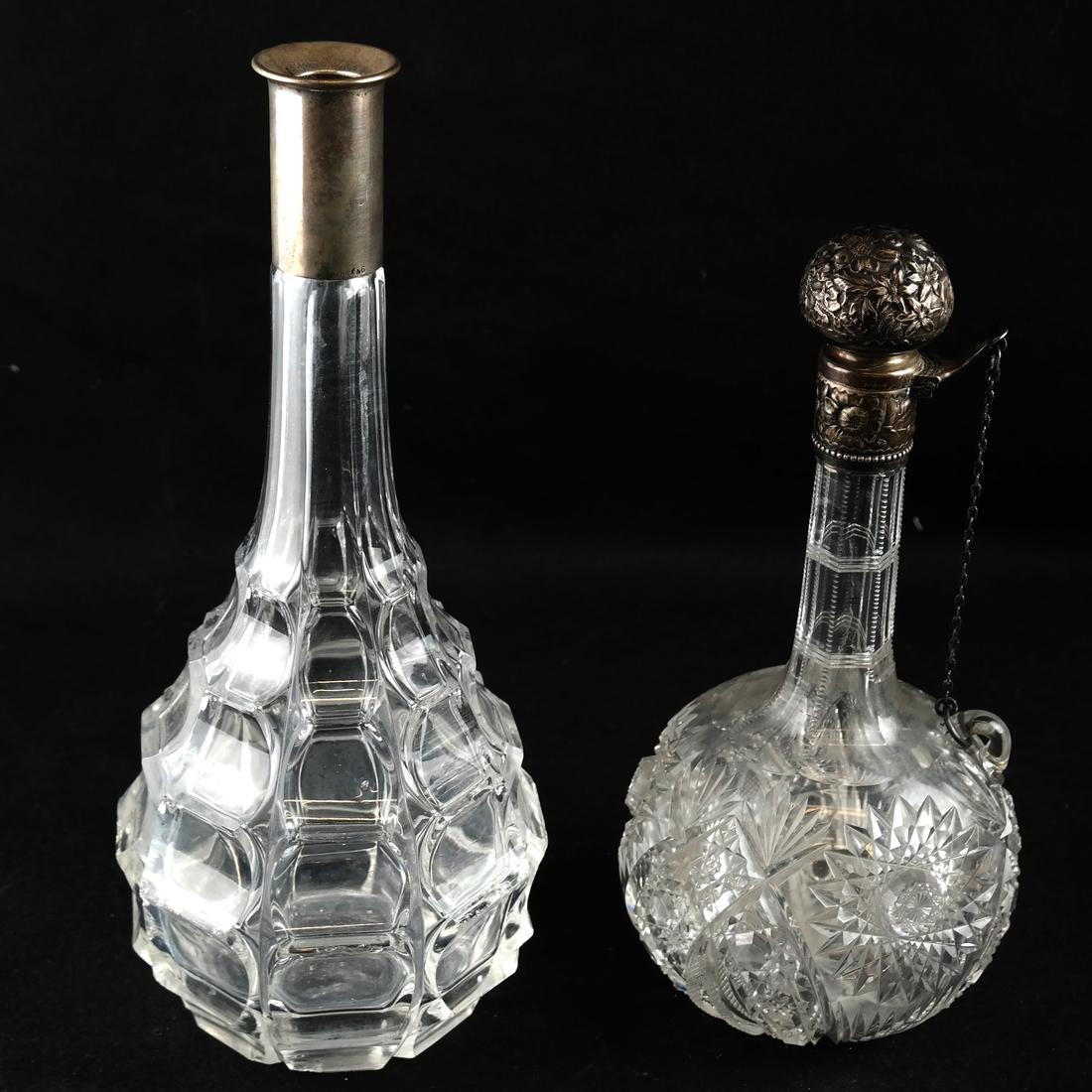 Two As Is Silver Mounted Glass Decanters (1 of 9)