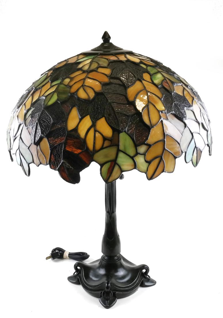 Late 20th Century Leaded Glass Table Lamp (1 of 5)