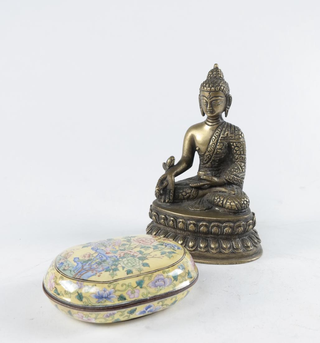 Small Bronze Buddha and Enamel Box (1 of 8)