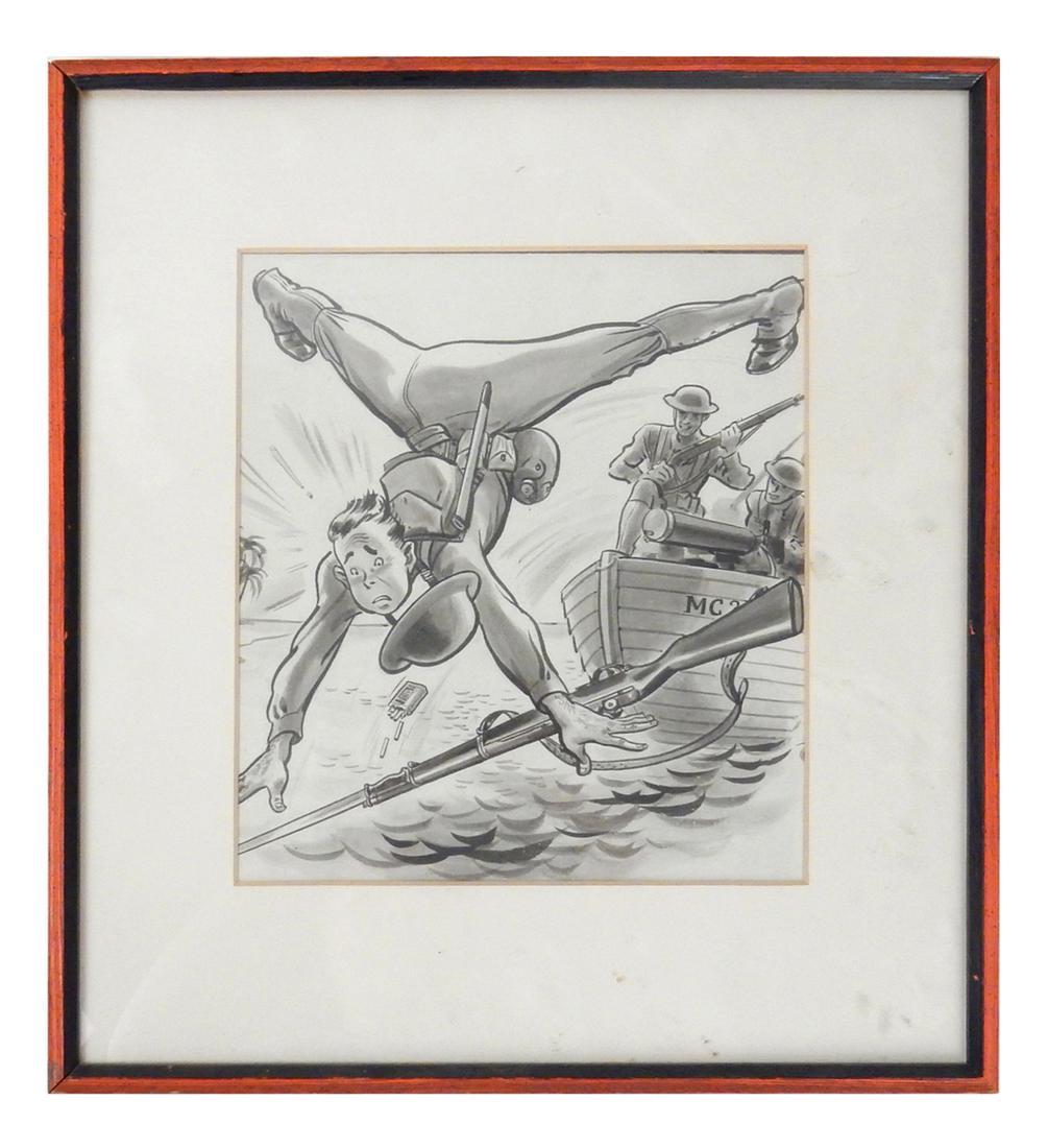 "U.S. Army Man Overboard", Ink Wash (1 of 3)