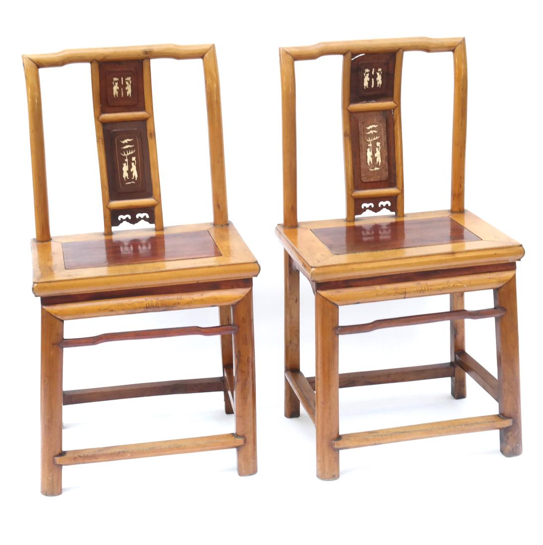 Pair of 19th Century Chinese Elm Chairs: Pair of 19th century Chinese elm chairs.