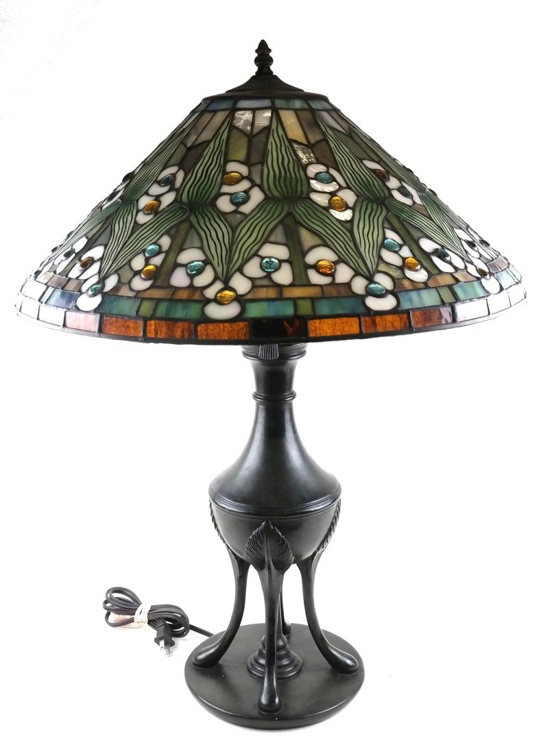 Late 20th Century Leaded and Glass Table Lamp (1 of 5)