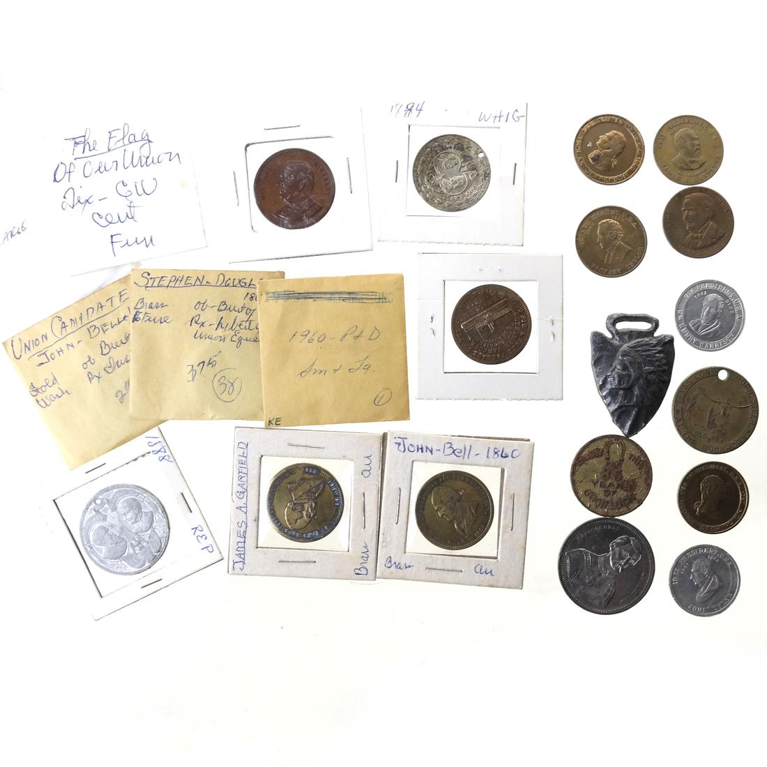 “COLD WINTER’S EVENING” SELECTION OF: “Cold Winter’s Evening” selection of U.S. and World Coins, Medals and Tokens. Includes silver and base metals, a widely varied assemblage ideal for stimulating the interest of young