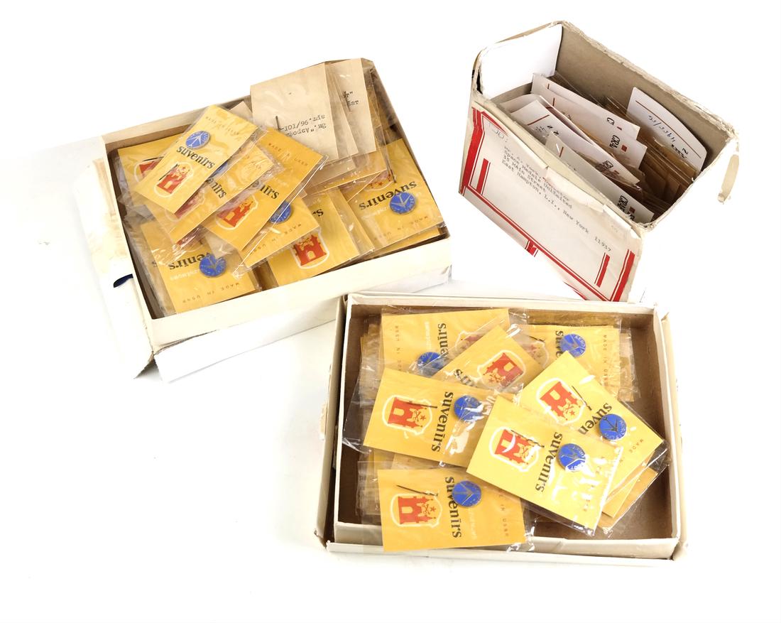 300 + SOVIET METAL PINS: Various subjects, the majority of which includes the classical circular blue enameled metal Aeroflot pins ca 1970. Provenance: Dr. Alan York Estate