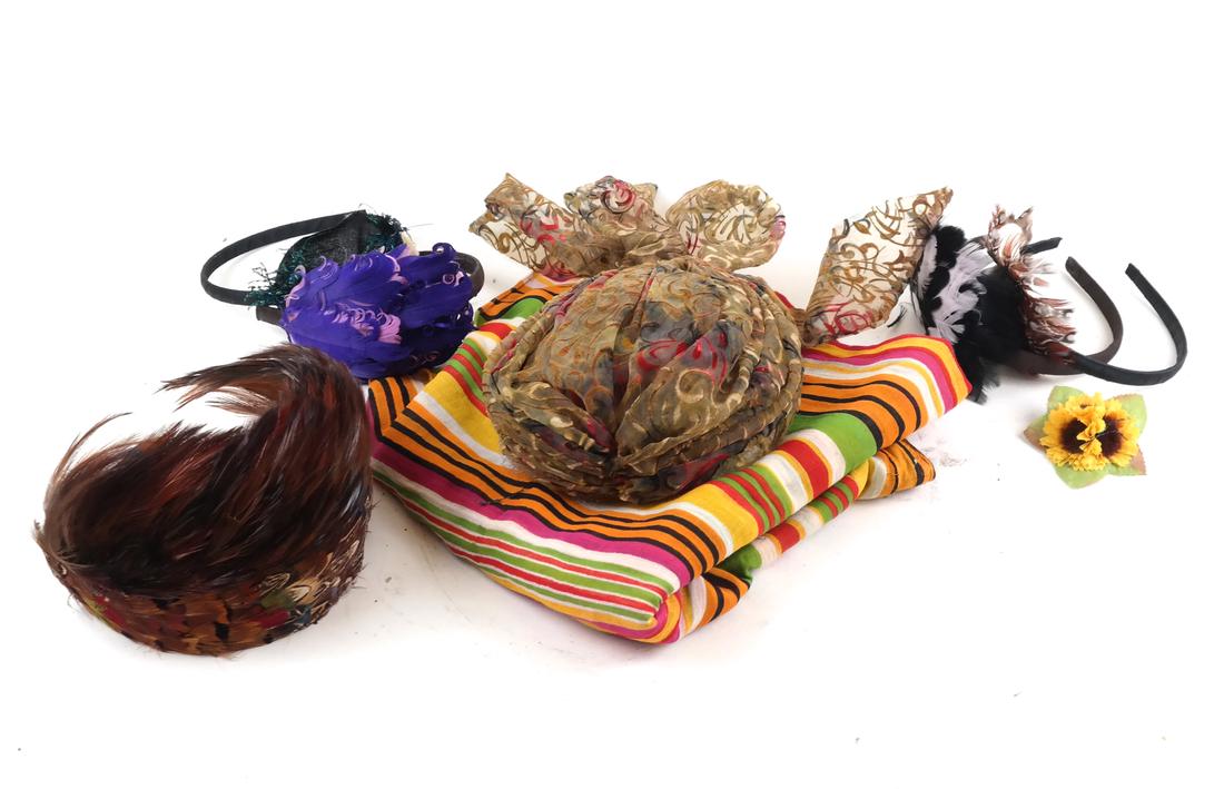 Five Feather Hair Barrettes and a Scarf (1 of 5)
