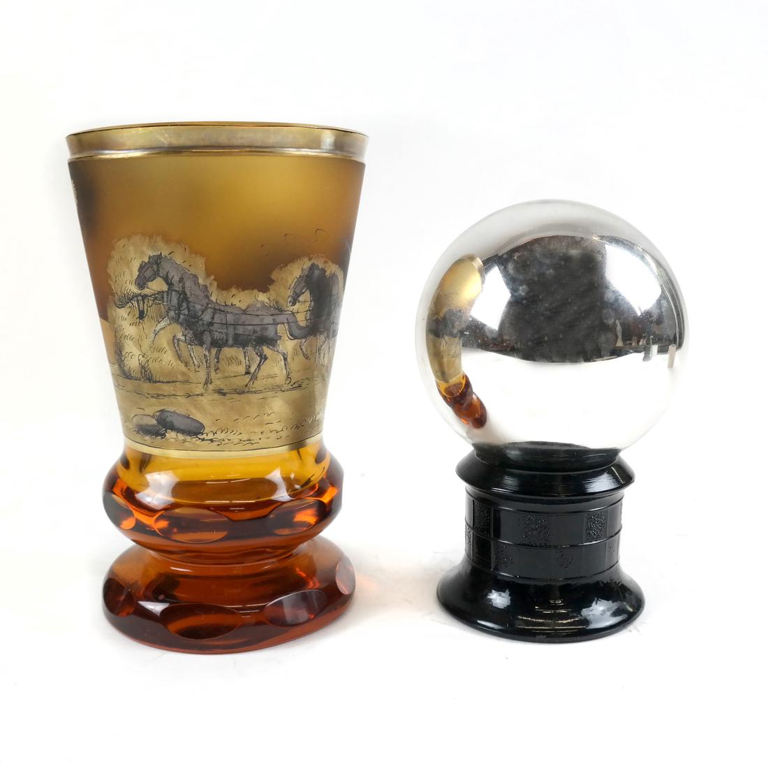 Bohemian Goblet and Mercury Glass Newel Post (1 of 9)