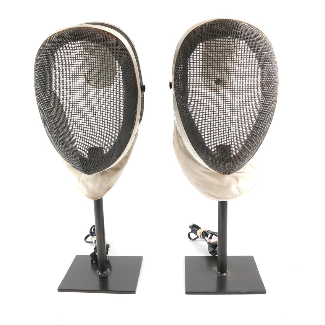 Pair of Fencing Masks as Lamps (1 of 10)