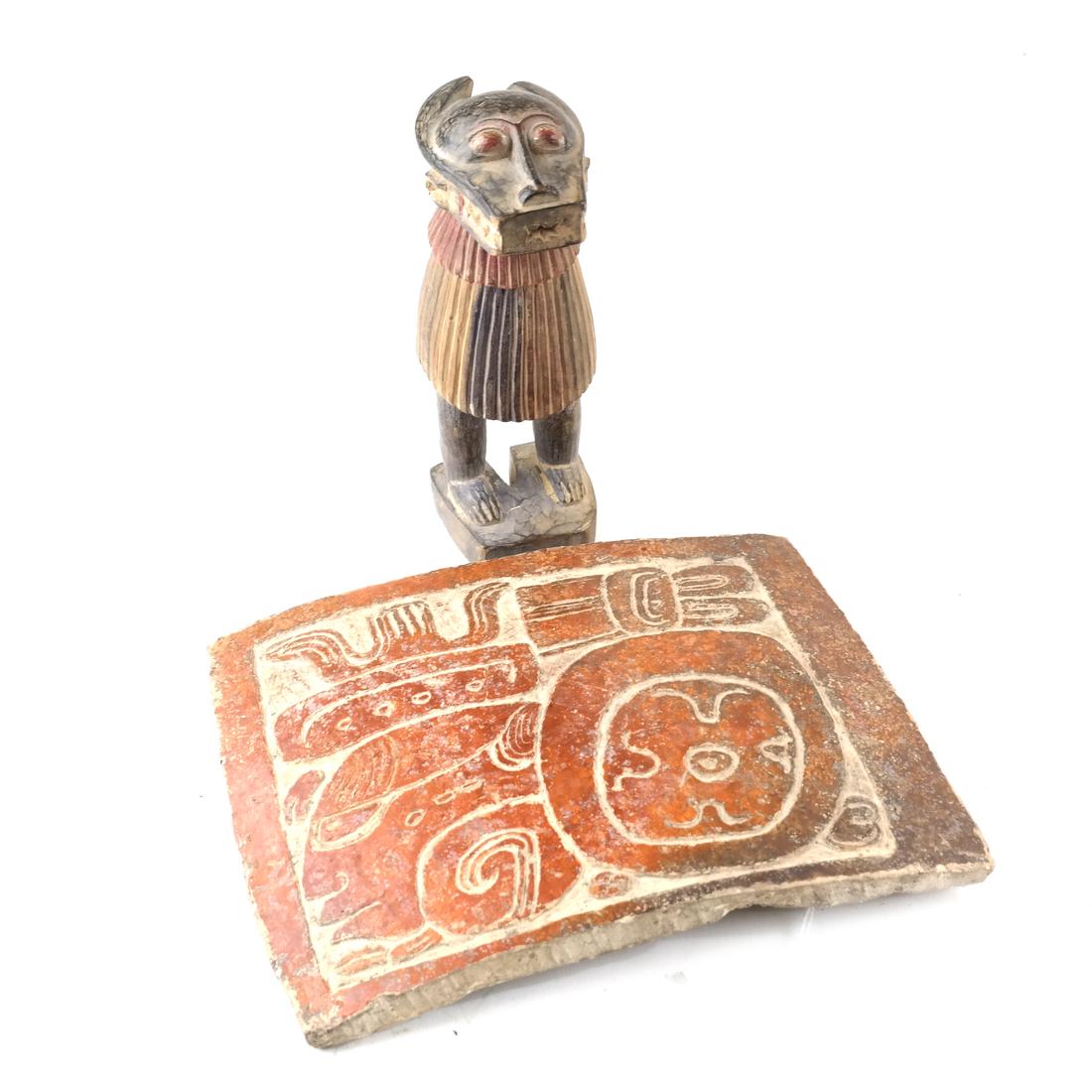 Pre-Columbian Type Tile and Carving (1 of 6)