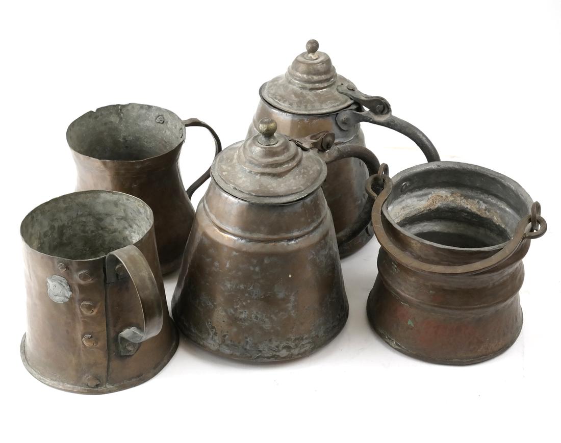 Five Antique American Brass Vessels (1 of 6)