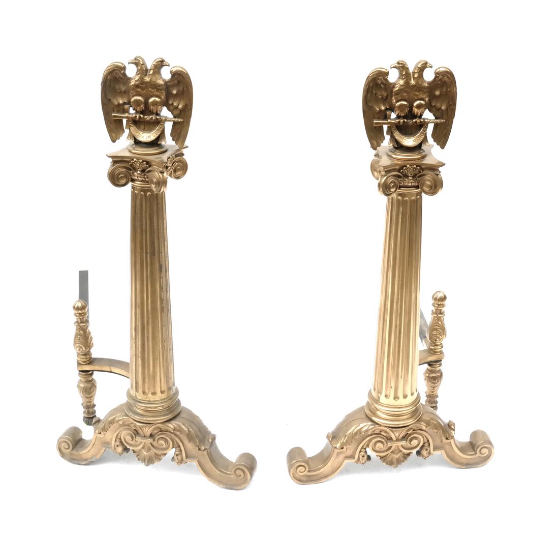 Pair of Large Scottish Freemason Andirons (1 of 6)