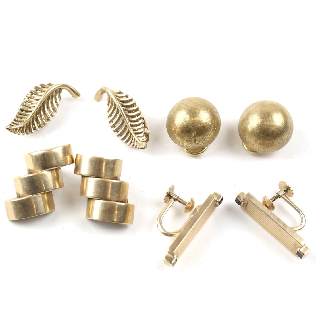 Four Pair 14k Yellow Gold Earrings (1 of 7)