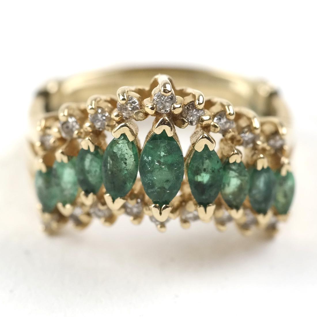 14k Yellow Gold Emerald and Diamond Ring (1 of 4)