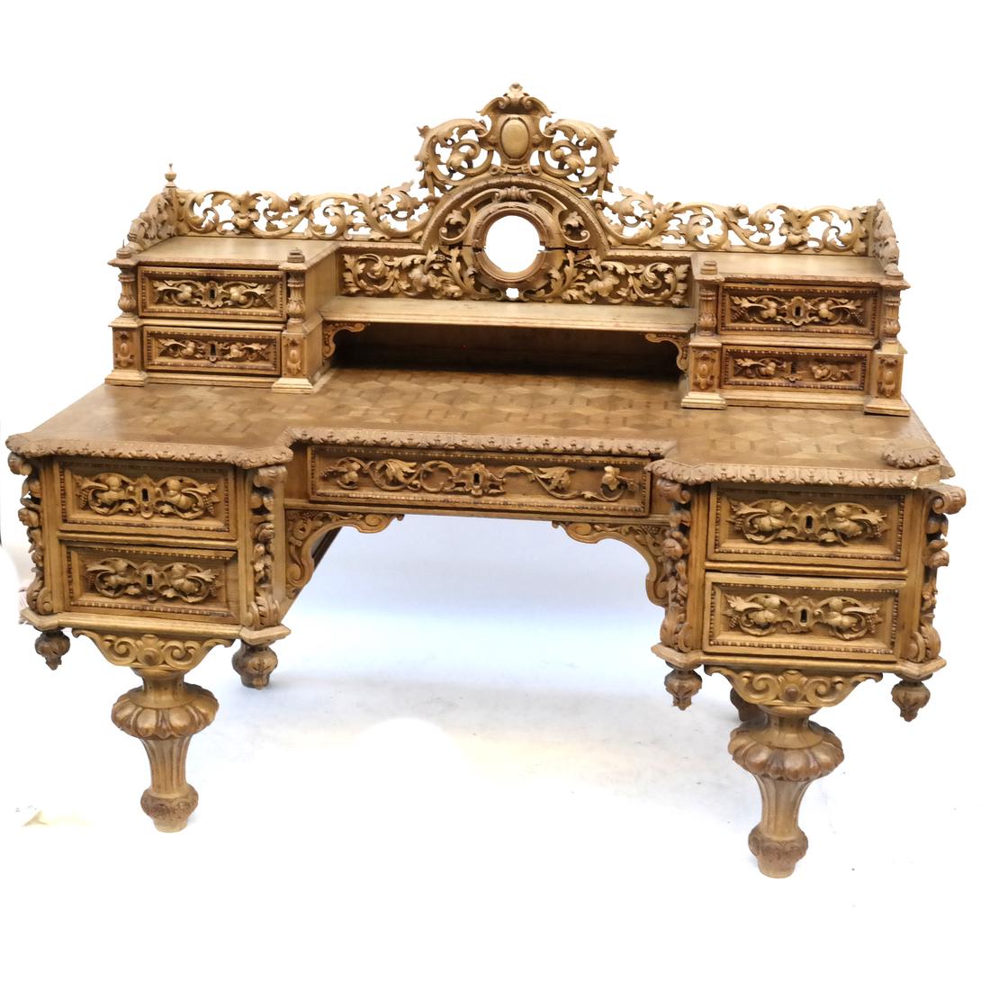 Ornate Continental Parquetry Desk (1 of 10)