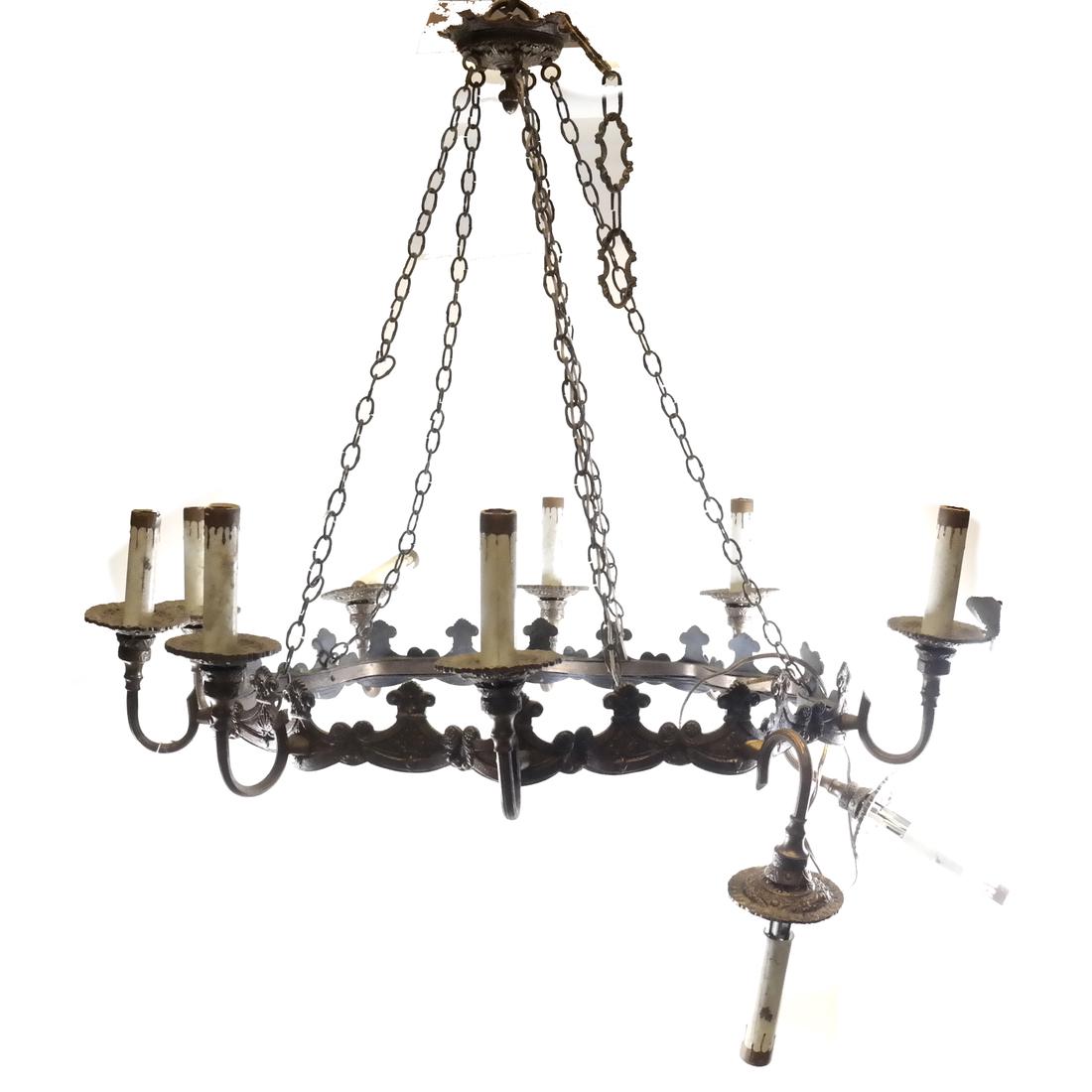 French Ten-Light Shell Motif Chandelier (1 of 3)