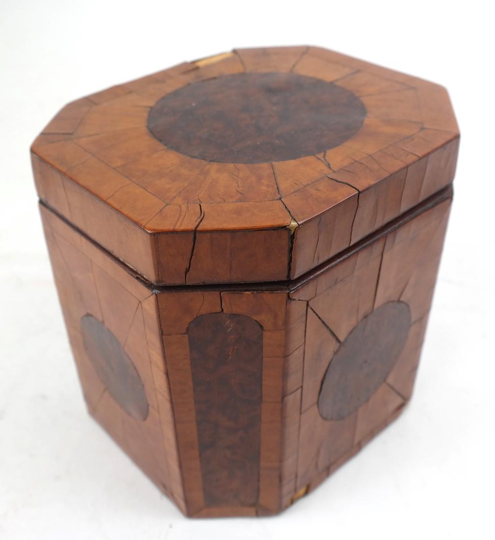 English Octagonal Wood Tea Caddy (1 of 8)