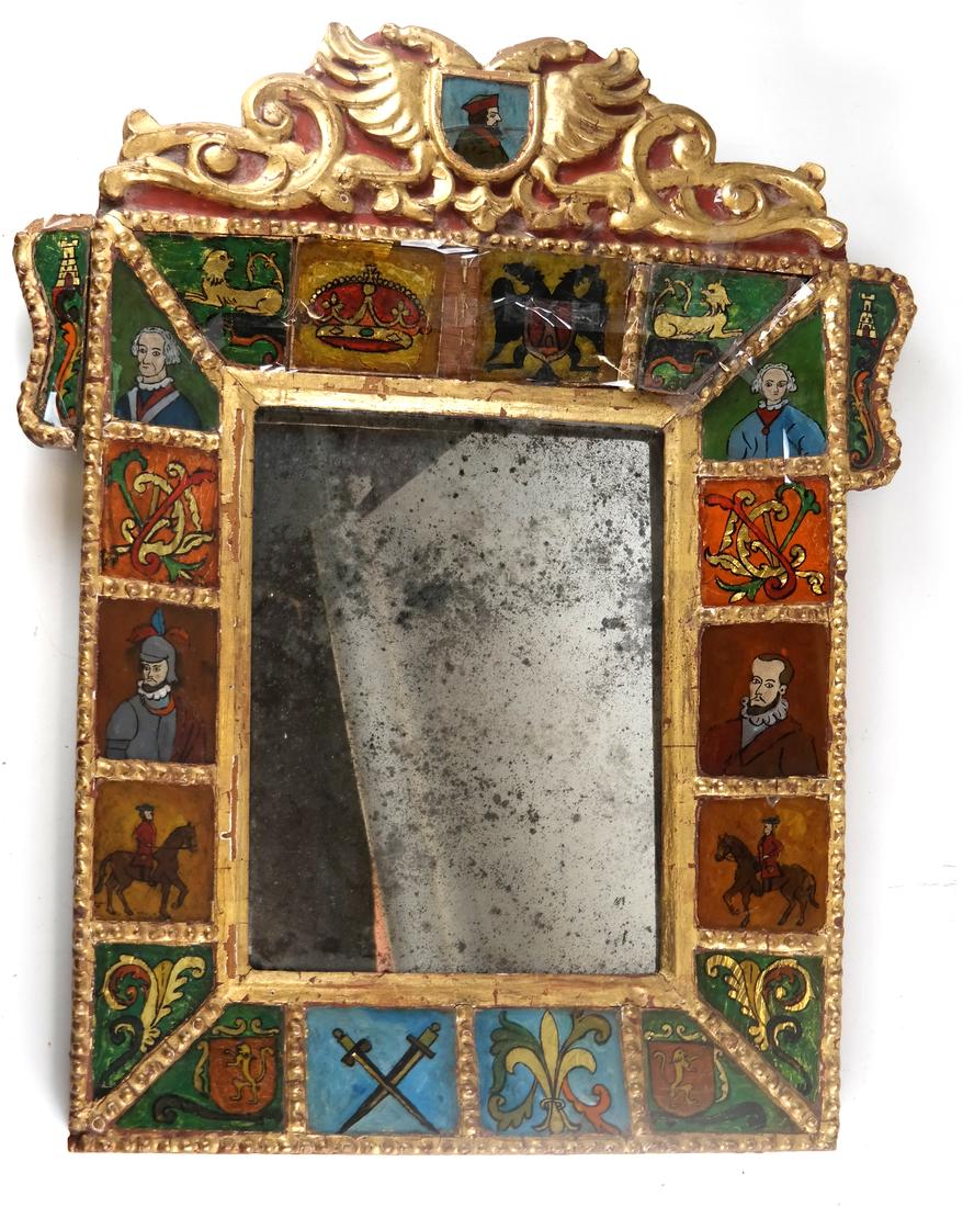 Antique Continental Eglomise Decorated Mirror (1 of 7)