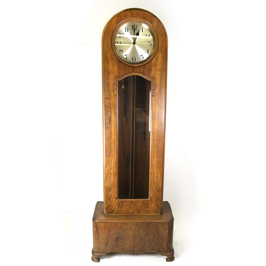 Dome-Form Grandfather Clock by Keinzle, Germany: Dome-top tall case clock by Keinzle, Germany. Dimensions: 26.5" W x 14.5" D x 73"H; 