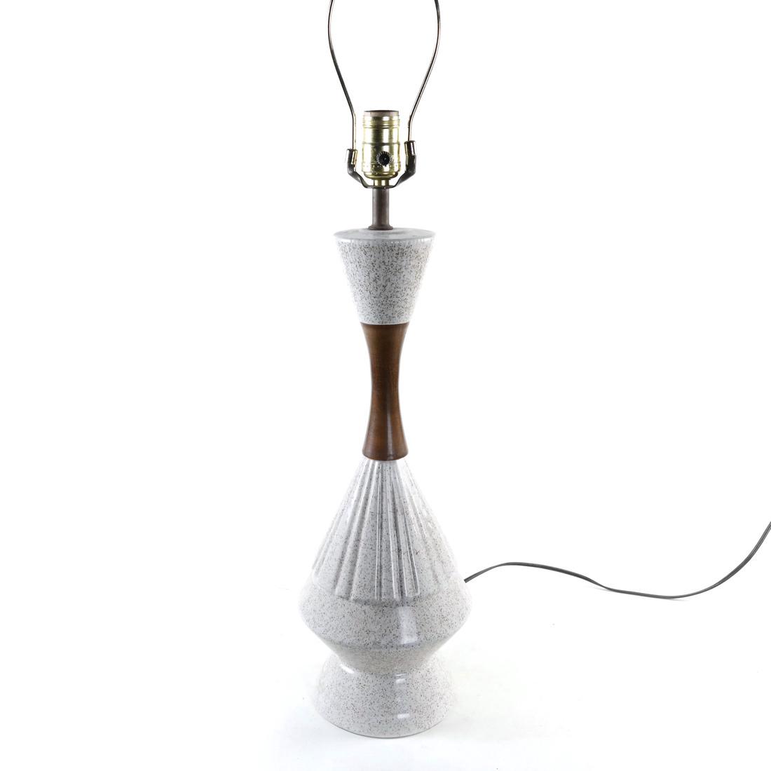 White Ceramic & Wood Lamp (1 of 6)