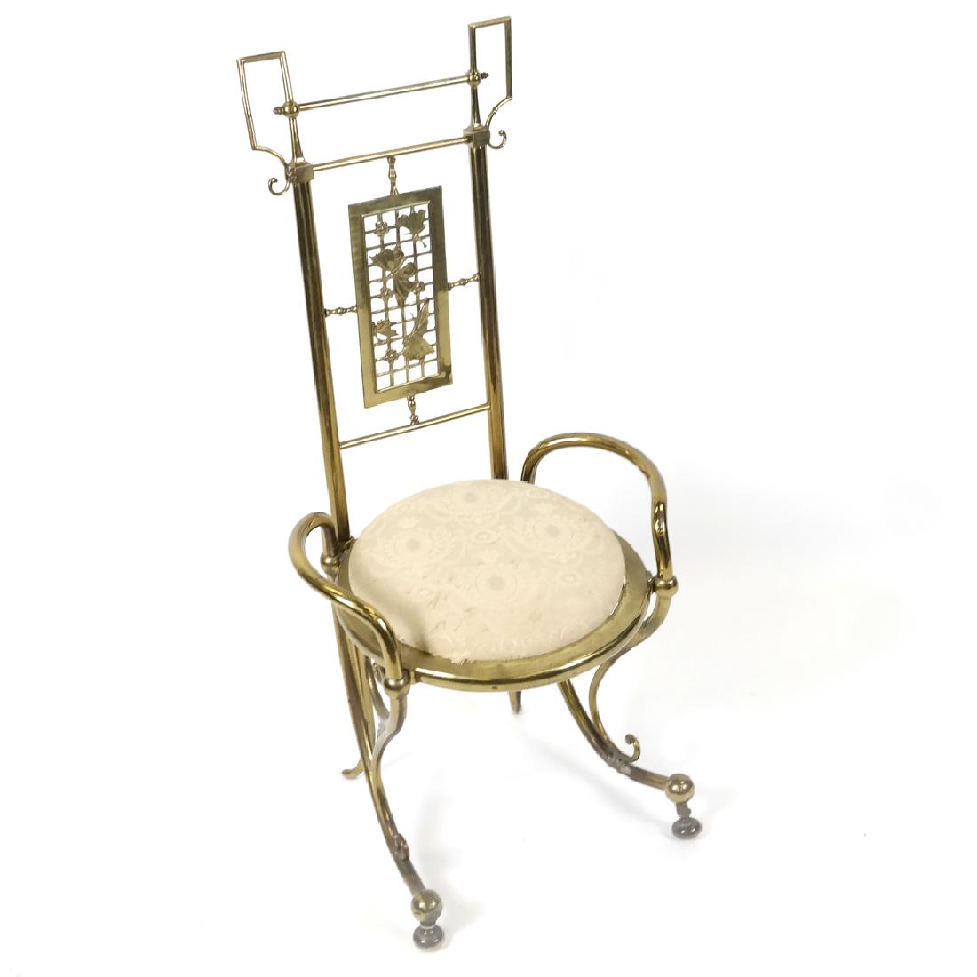 Art Nouveau-Style Brass Boudoir Side Chair (1 of 4)