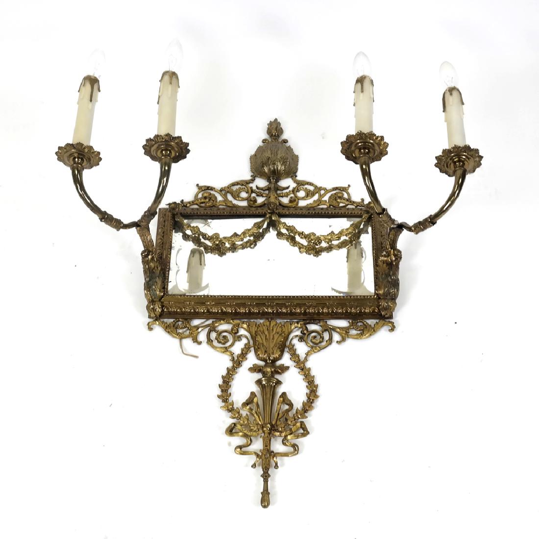 Victorian Ornate Four-Light Mirrored Sconce (1 of 3)