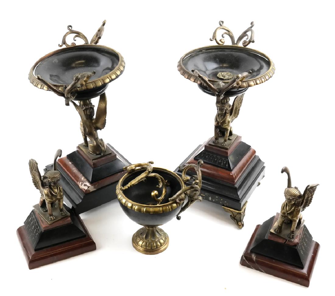 Egyptian Revival Compotes and Bookends (1 of 4)