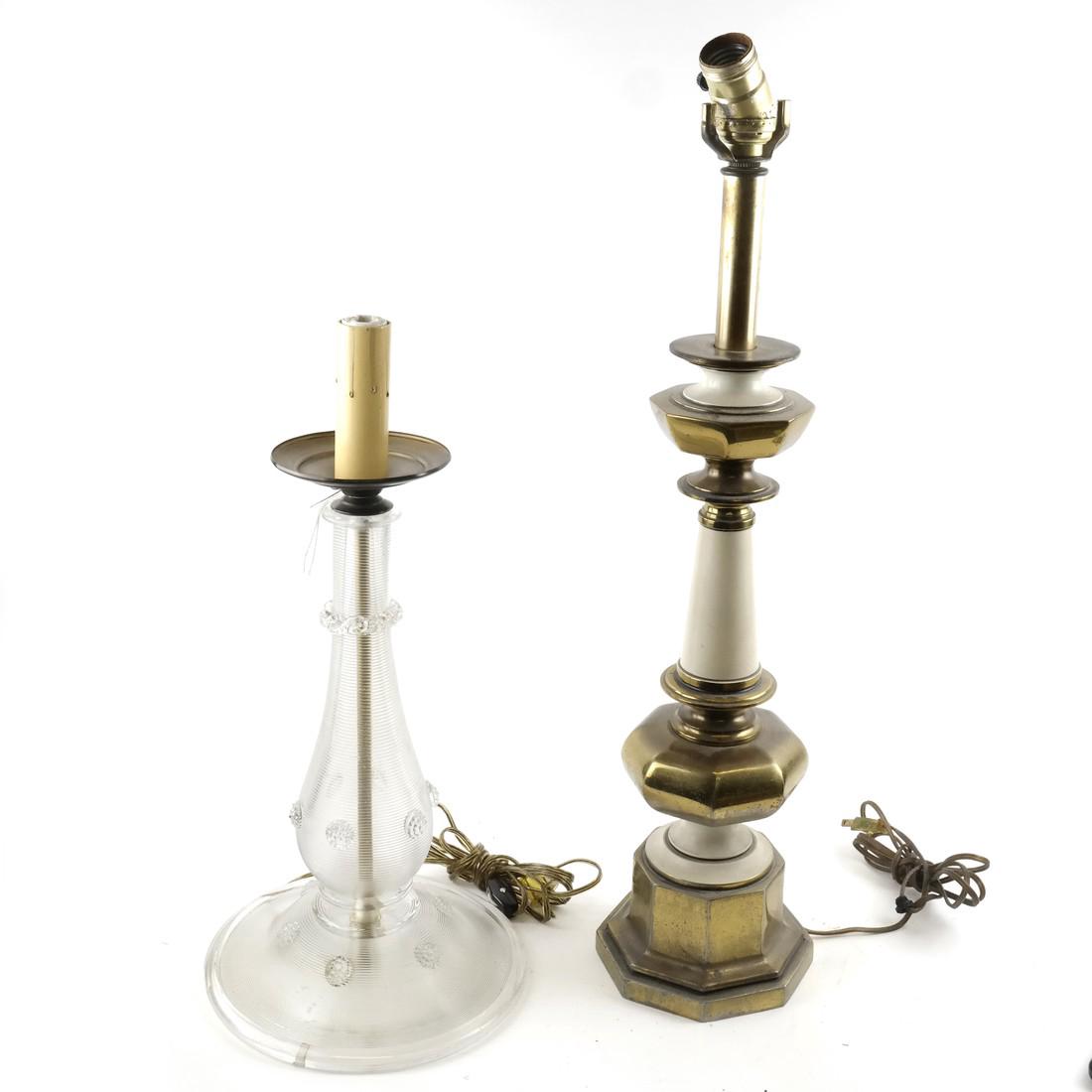 Italian Clear Glass Table Lamp & Brass Lamp (1 of 5)