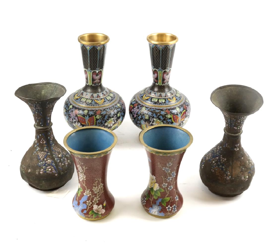 Three Pairs of Cloisonne Decorated Vases (1 of 7)