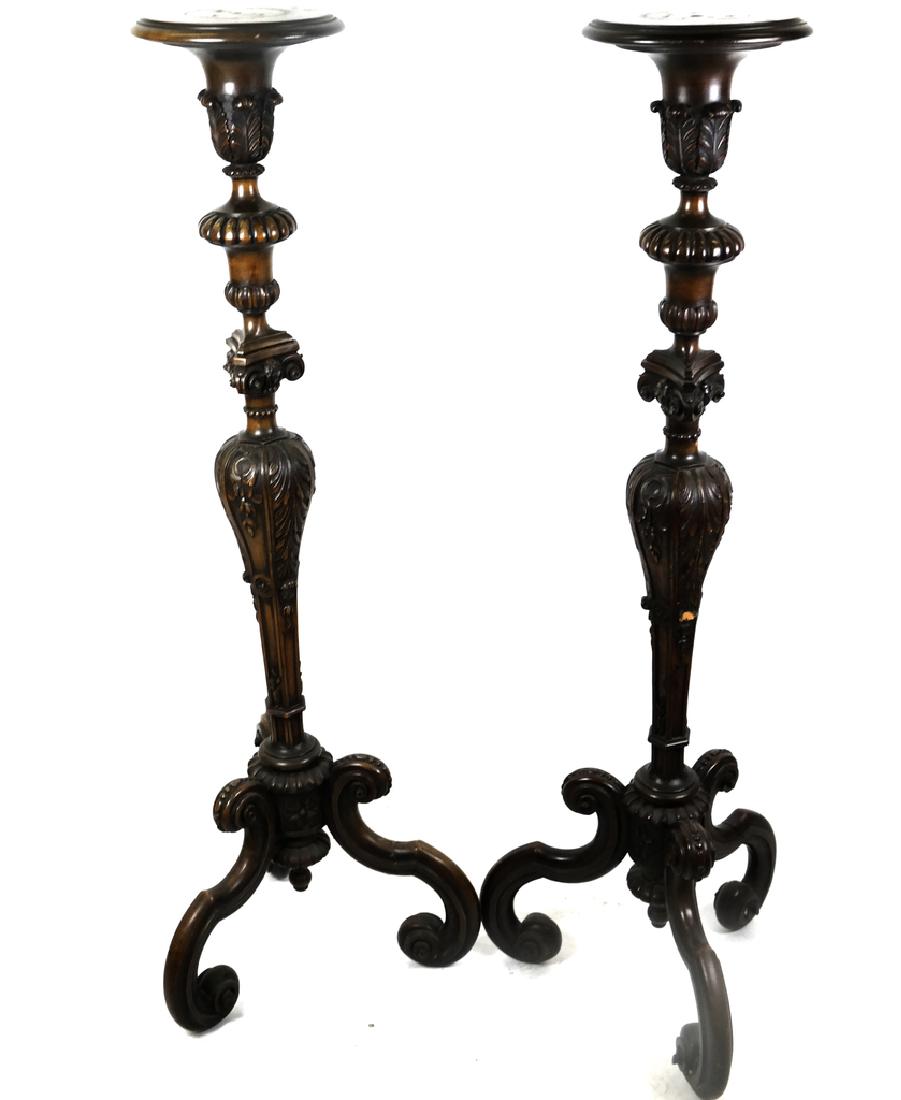Pair Incised and Carved Georgian-Style Pedestals (1 of 4)