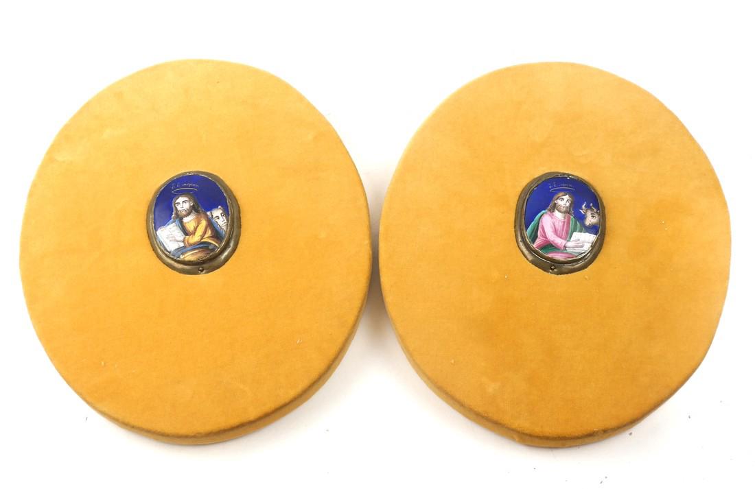 Two Enamel Decorated Miniature Saints (1 of 4)