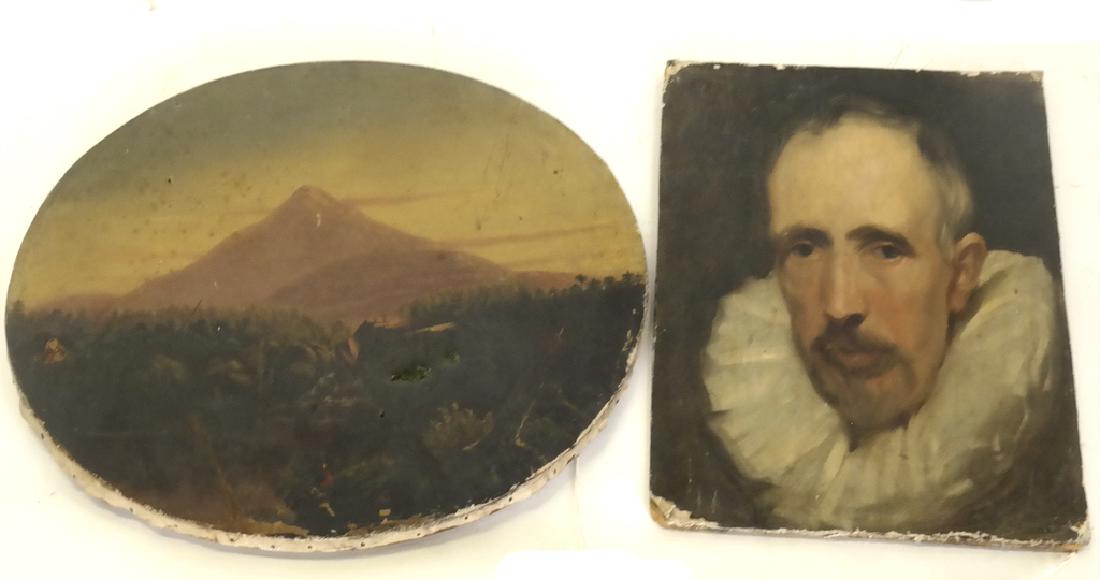 Two Works: Portrait, Figural Landscape (1 of 8)