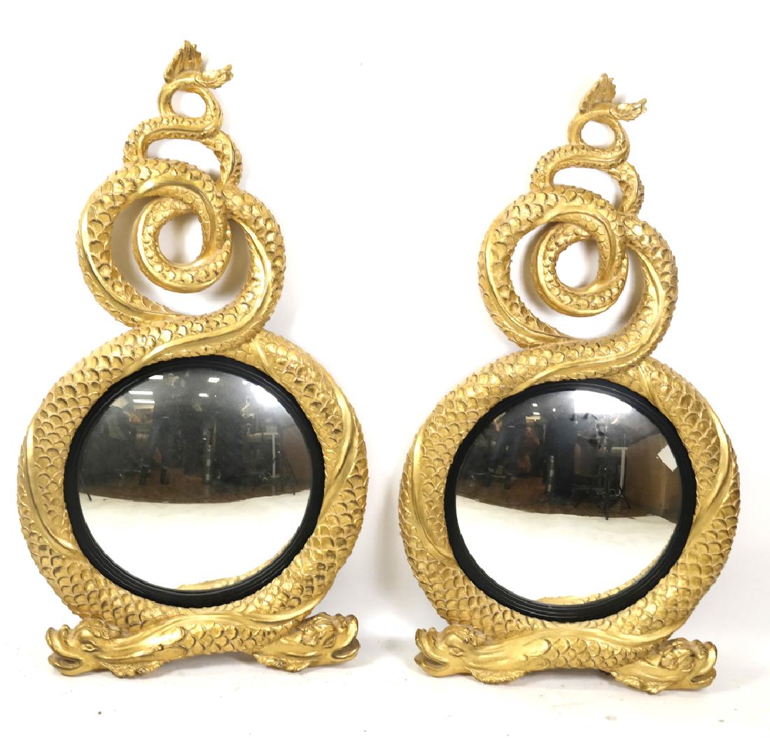 Pair of Gilt Frame Carved Fish Mirrors. (1 of 3)