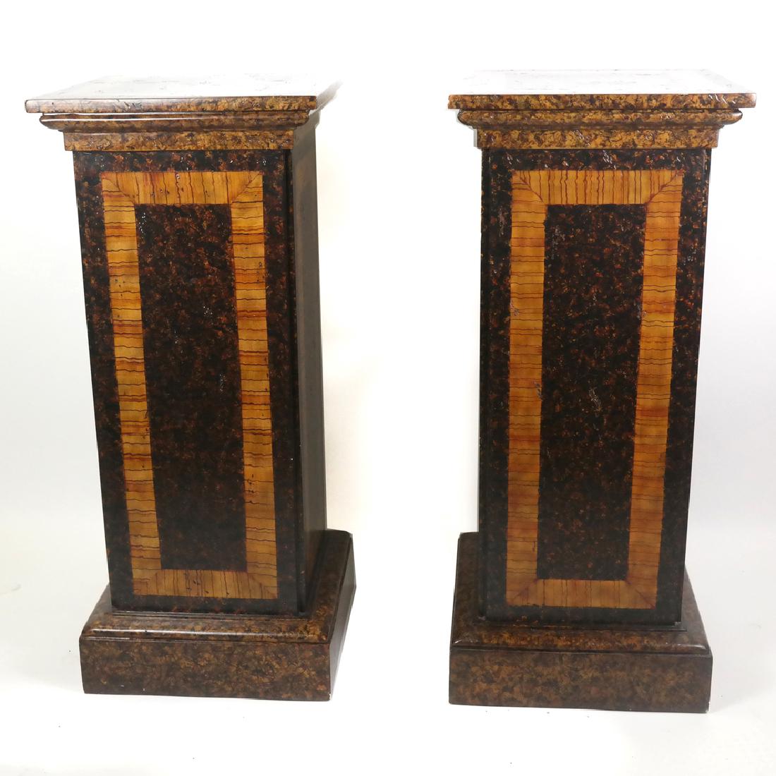 Pair of Maple and Burl Square Column Pedestals (1 of 6)