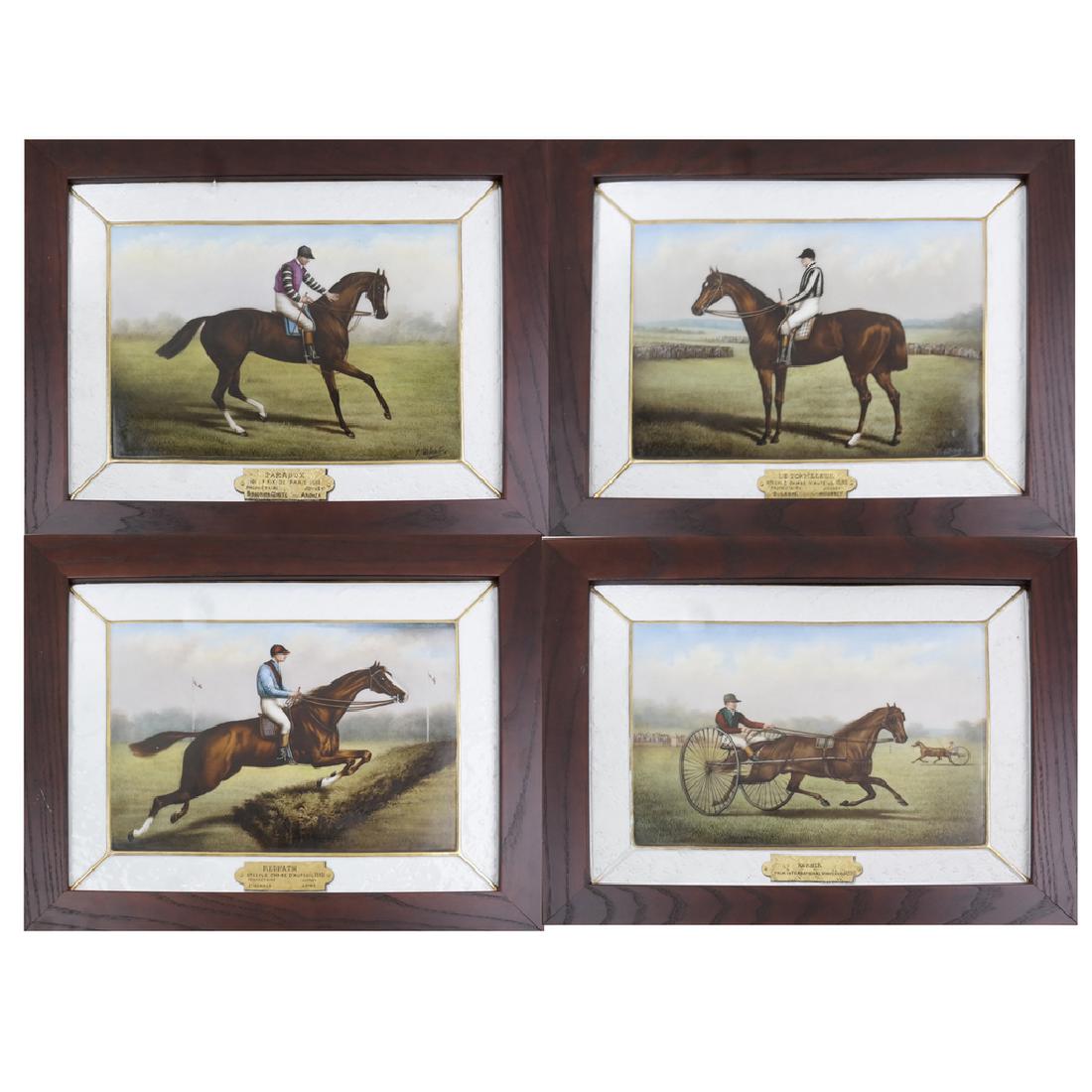 Set of Four Equestrian Porcelain Plaques, France (1 of 10)