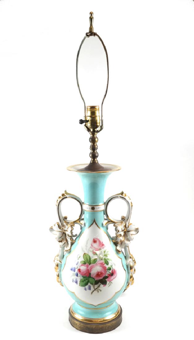 Paris Porcelain Decorated Lamp: Paris porcelain decorated lamp.