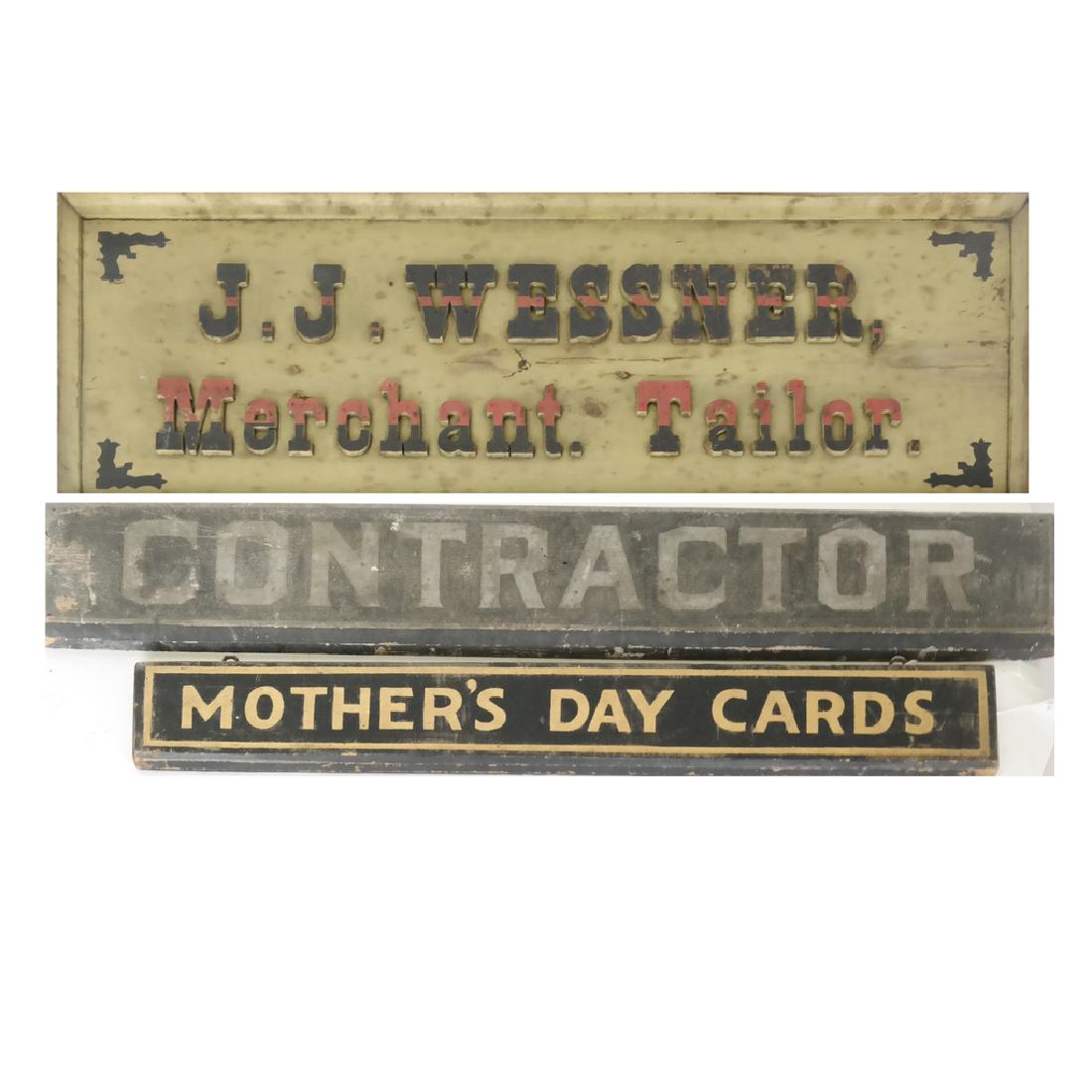 Three Vintage Advertising Signs - Contractor, Merchant (1 of 6)