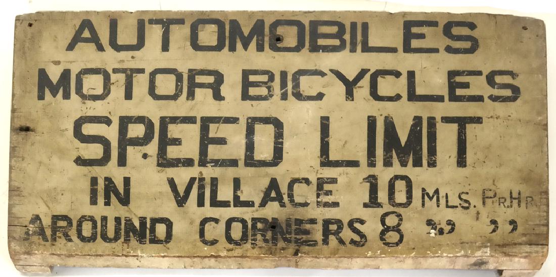 Vintage Painted Wood Sign - Speed Limit (1 of 5)