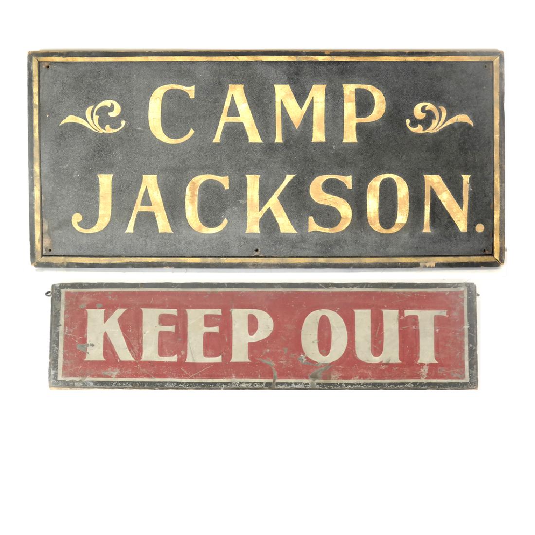 Two Vintage Handpainted Wood and Metal Signs - Camp (1 of 9)