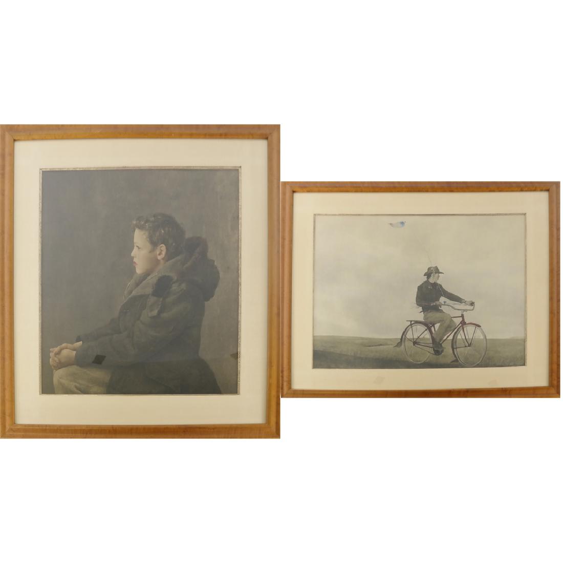 Two Framed Prints - Portrait of a Boy, Bicyclist (1 of 6)