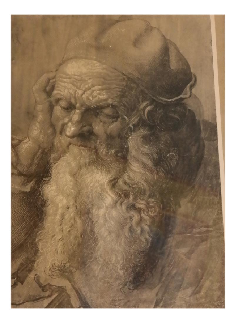 Photogravure After Albrecht Durer "Study of a Man": After Albrecht Durer "Study of a Man Aged 93" of 1521. Photogravure in wood frame, matted. Dimensions: 24" H x 18.5" W; 