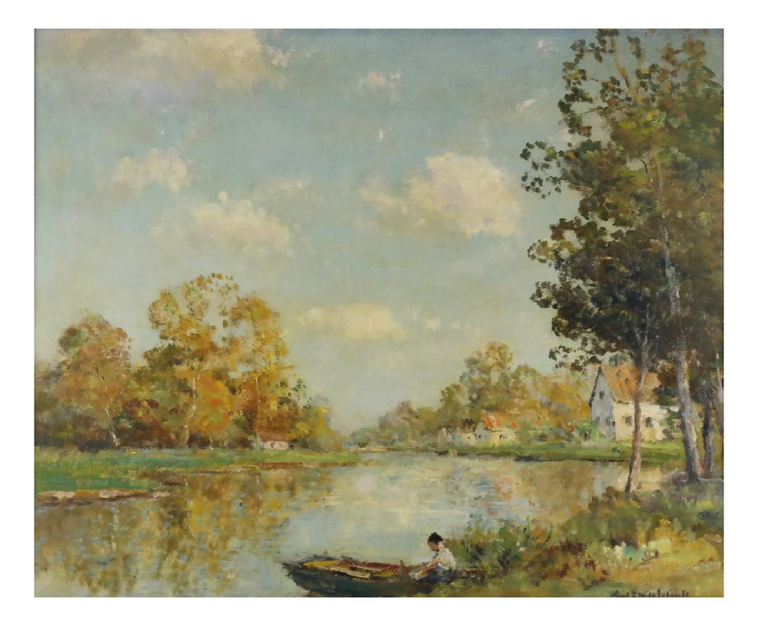 Paul Emile LeComte Oil on Panel - Figural & Riverscape (1 of 5)