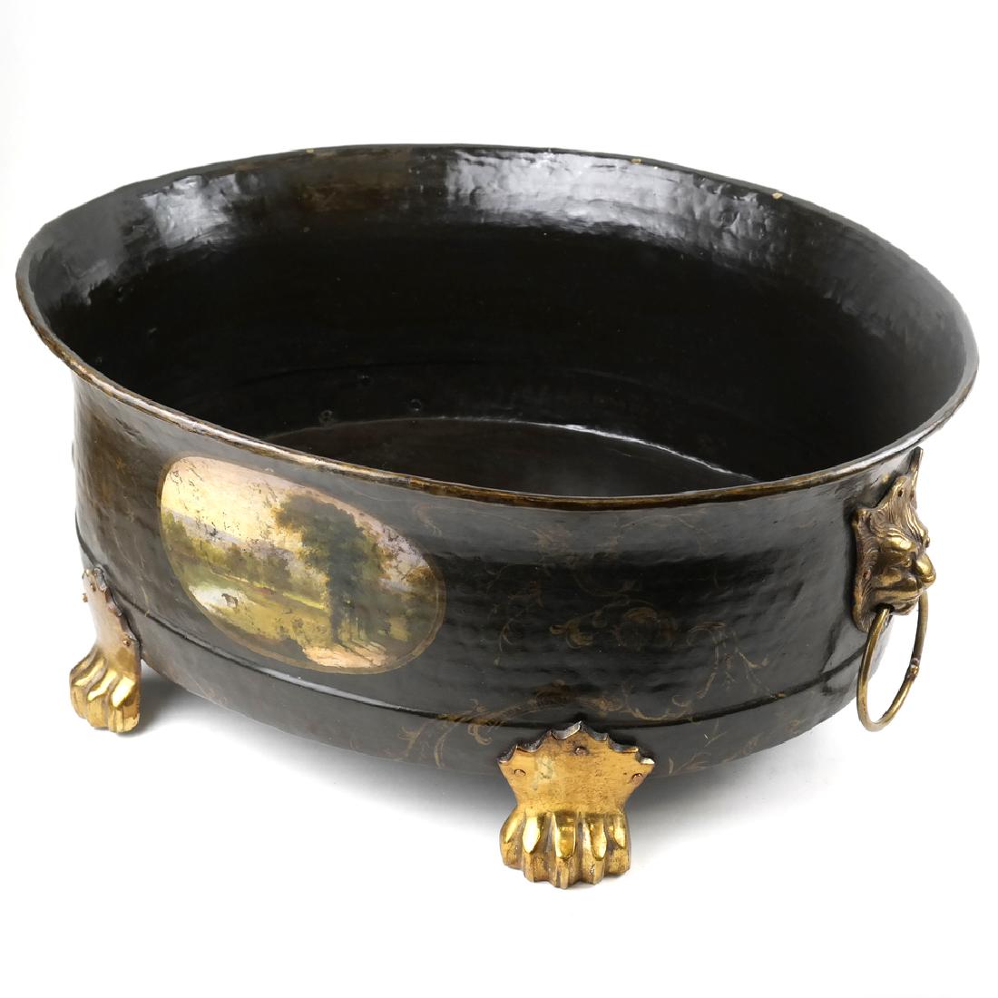 English Tole Oval Footed Planter (1 of 5)
