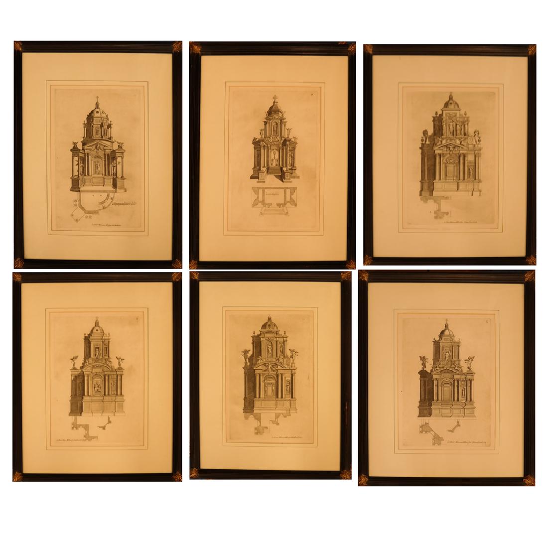 Six Italian Framed Architectural Prints (1 of 7)