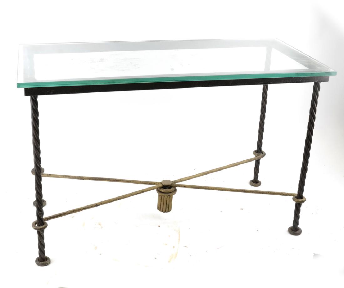 1950s Iron Side Table with Glass Top (1 of 3)